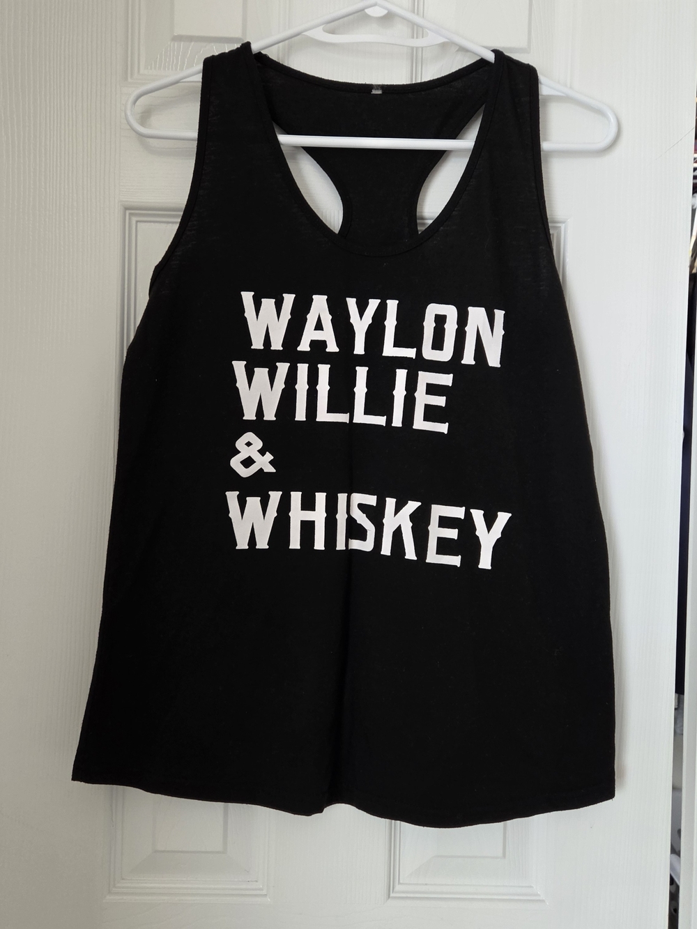 Women's Black Graphic Racerback Tank - Waylon Willie & Whiskey Size M